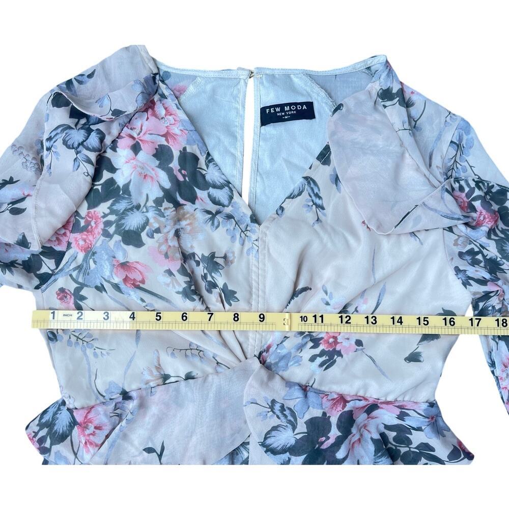 Few Moda Floral Ruffle Long Sleeve Romper - Size Medium - Picture 7 of 14